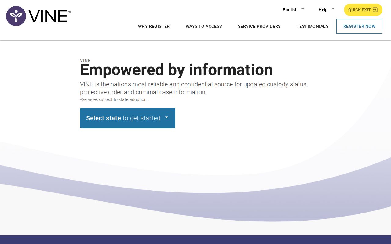 VINELink registration screen for Clinton County release alerts